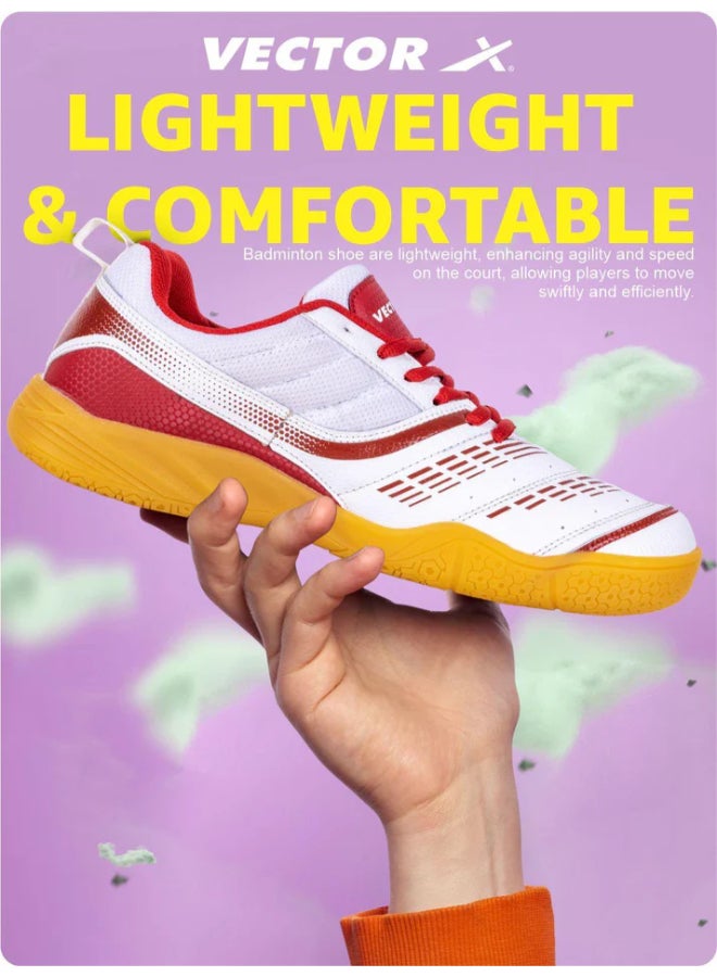 Vector X Ranger 7.0 Power Cushion Synthetic Mesh Badminton Shoes For Men (White/Red) - UK 7 - Image 4